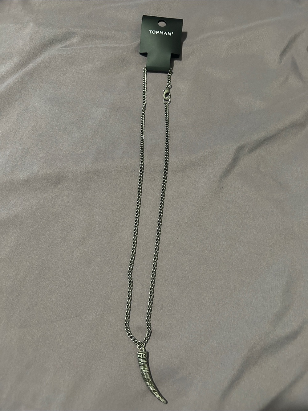 Topman Silver Horn Pendant Chain Necklace